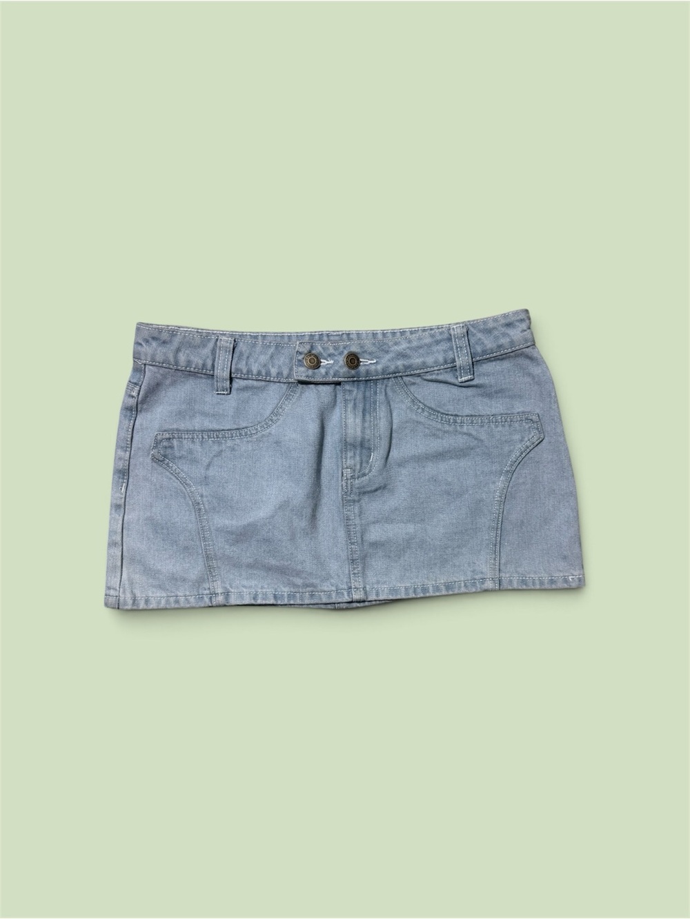 Edikted Light Blue Denim Mini Shorts